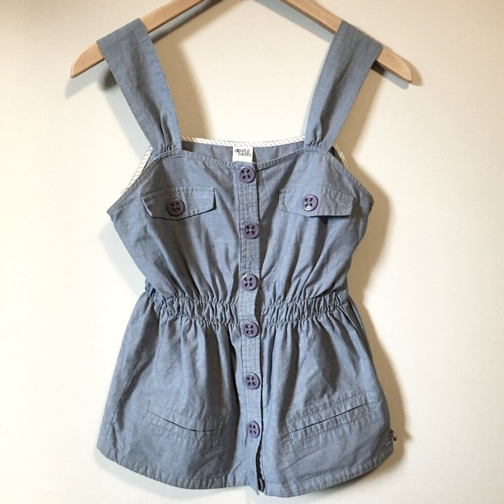 Gentle Fawn Sleeveless Button Up Babydoll Denim Tank Top S Canadian Cottagecore